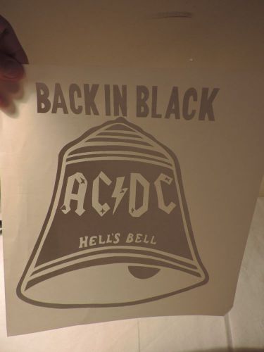 Old ac dc back in black hell&#039;s bells rock n roll music iron on t shirt transfer for sale