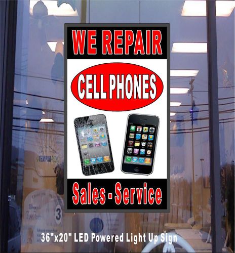 20&#034; x 36&#034; LED Light up Sign Vertical - We Repair CellPhones - Sales - Service