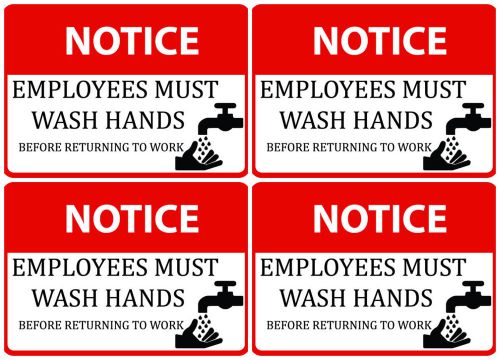 4x Bathroom Sign Notice Employees Must Wash Hands Before Returning To Work s94