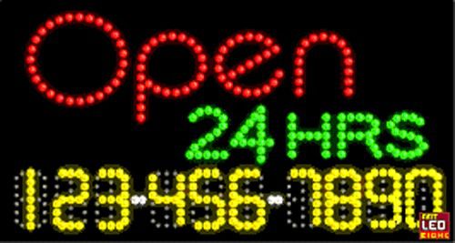 17&#034;x31&#034; Custom Animated Open 24 Hrs LED Sign with Phone