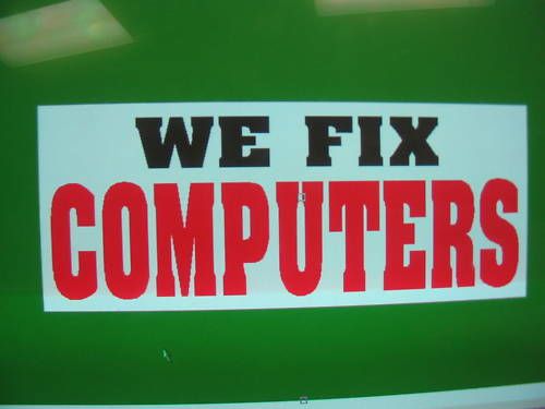 WE FIX COMPUTERS Banner Sign All Weather Repair Flag XL Extra Large Size BEST $