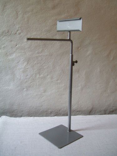 Vtg metal retail display price sign silver gray adjustable height for sale