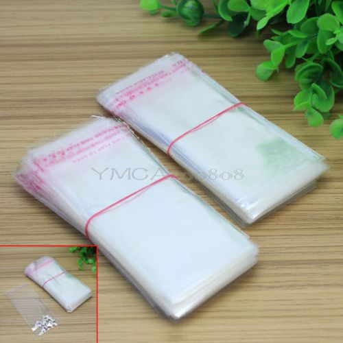 400x practical self adhesive bags clear plastic jewelry gift packaging 4x10cm for sale