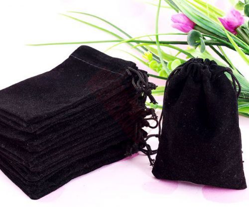 75X Black Velvet Drawstring Jewelry Gift Bags Pouches HOT
