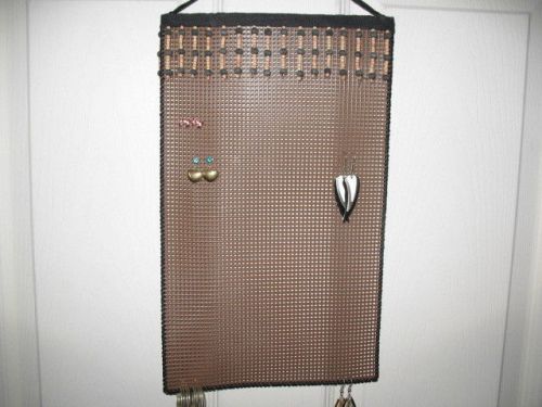 Hanging Earring Holder BROWN &amp; BLACK  wood beads Longer