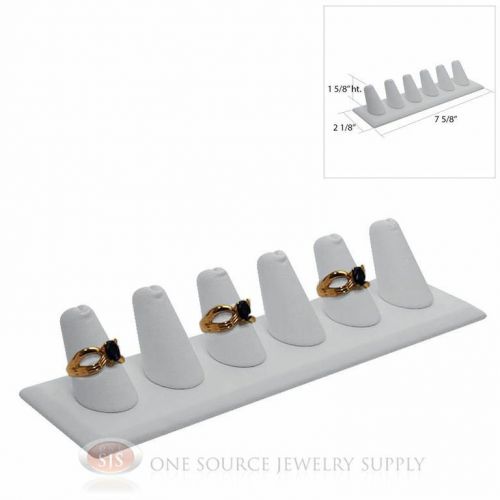 1 5/8&#034; Six Finger White Leather Ring Display Jewelry Showcase Presentation