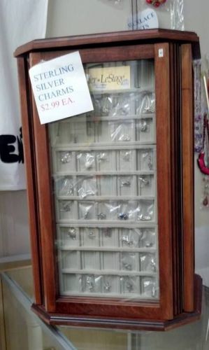 WOODEN JEWELRY DISPLAY CABINET TOWER RETAIL SHOW CASE/NO KEY NEEDED
