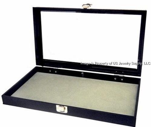 4 Key Lock Grey Pad Display Box Cases Militaria Medals Pins Jewelry Awards Knife