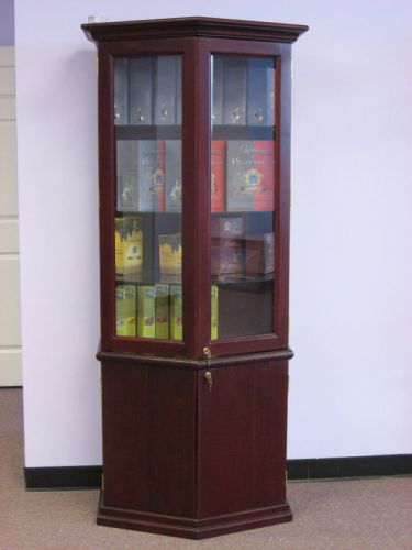 6.5 Foot Tall Cherry Wood Display Case with Lock