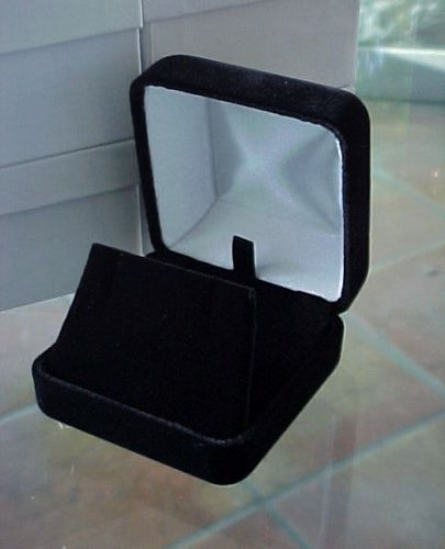 Four wider black velvet domed earring pendant necklace jewelry flap gift boxes for sale