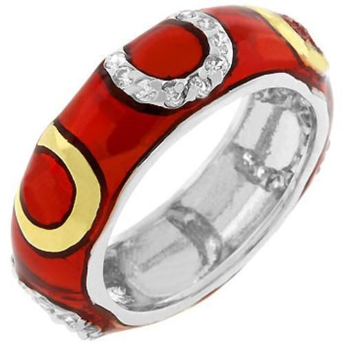 Red Horseshoe Enamel Ring (Size: 10) Icon Bijoux