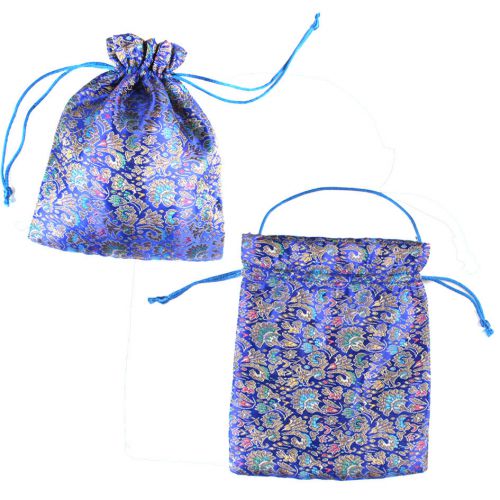 10 Chinese Blue Brocade Pouch Purses Jewelry Coins Gift Bag