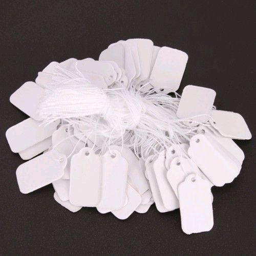 1000pcs Jewelry String Label Price Pricing Paper Tags Chain Tag 15*25mm White