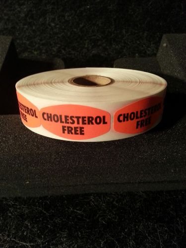 1.5&#034; x .75&#034; CHOLESTEROL FREE LABELS 1000 PER ROLL 1M/RL free shipping STICKERS