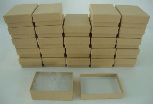 25 New 3&#034; x 2&#034; x 1&#034; Gift Boxes Kraft Cotton Filled Jewelry Retail Store Supplies