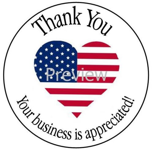 AMERICAN FLAG HEART #16 THANK YOU STICKER LABELS