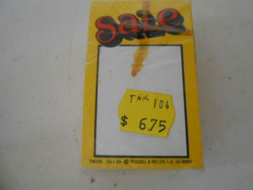 100 STORE SIGNS  &#034;SALE&#034; 1-3/4&#034; X 2-3/4&#034; NEW YELLOW &amp; RED