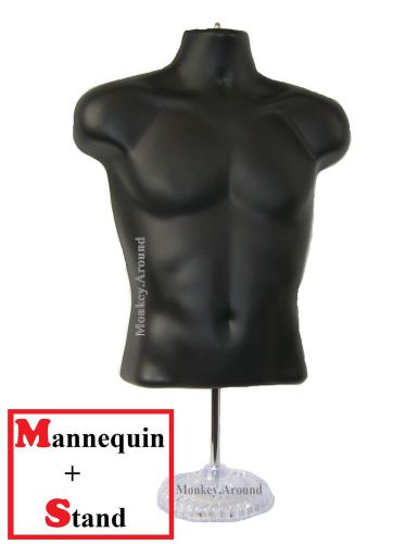 NEW Mannequin Black Dress Form Male Torso Men Display Clothing Hanging + Stand