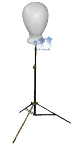 Blank white unisex head, styrofoam and adjustable tripod stand for sale