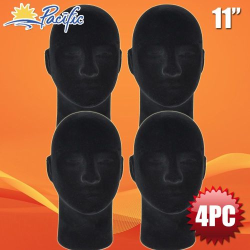 HALLOWEEN Male STYROFOAM FOAM black velvet like MANNEQUIN head display wig 4pc