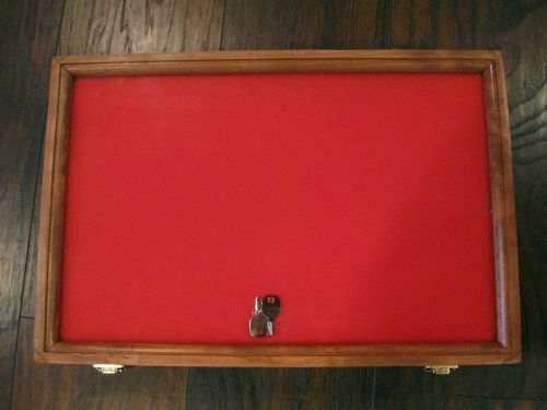 Wood display case  12 x 18 x 3  oak with keyed lock for sale