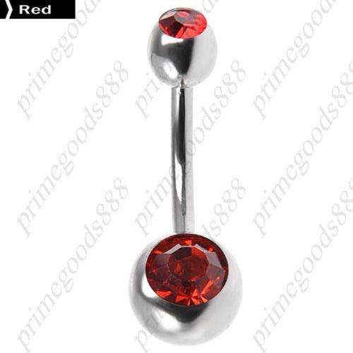Rhinestones Belly Button Ring Jewelry Lady Girl Piercing Body Art Barbell Red
