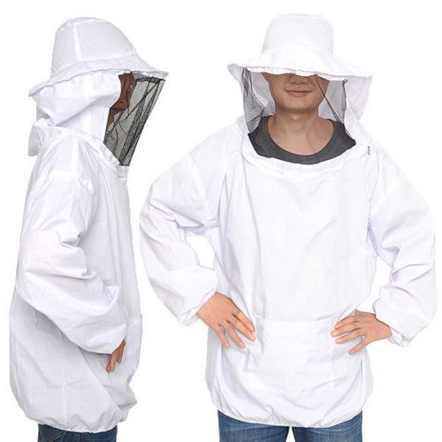 New Beekeeping Jacket Veil Bee Suit Hat Pull Smock Protective Equipment White