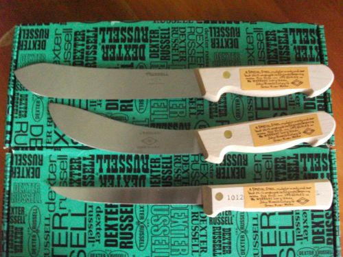 Dexter russell 3pc green river carbon skinner/boner/butcher set usa finger guard for sale