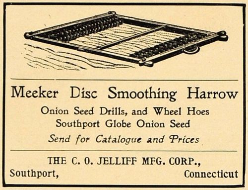 1907 ad meeker disc smoothing onion seed harrow jelliff - original gm1 for sale