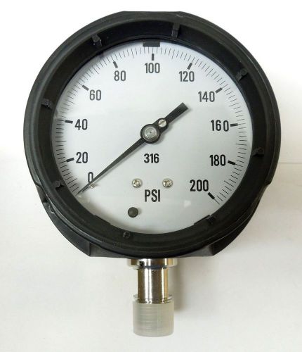 Process pressure gauge 4-1/2&#034; face 0-200 psi 1/2&#034; npt lower phenolic case &lt;91295 for sale