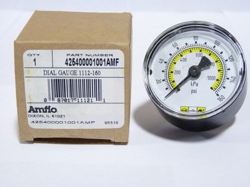 Dial gauge, 0-160 psi, 1/4&#034;, back mount part no. 1112-160 for sale