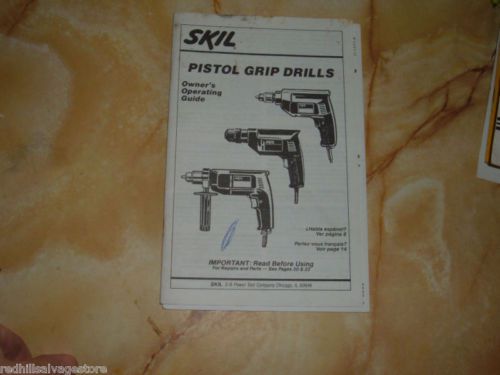 skil pistol grip drill owners operating manual