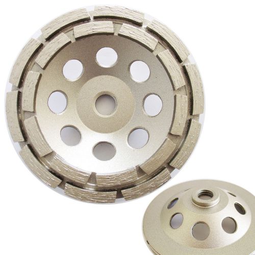 5” Standard Double Row Concrete Diamond Grinding Cup Wheel 5/8”-11 Thread Arbor