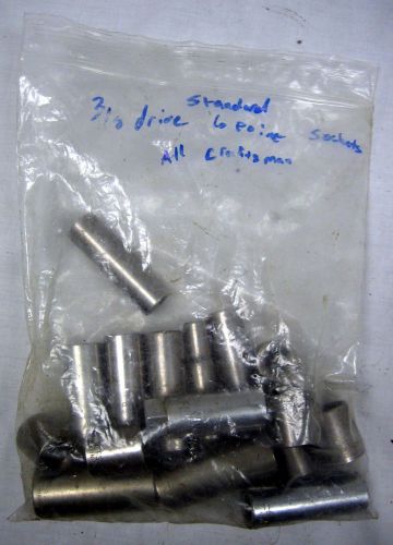 Lot of 17 Craftsman Sockets 3/8&#034; Drive 6 Point Standard SAE