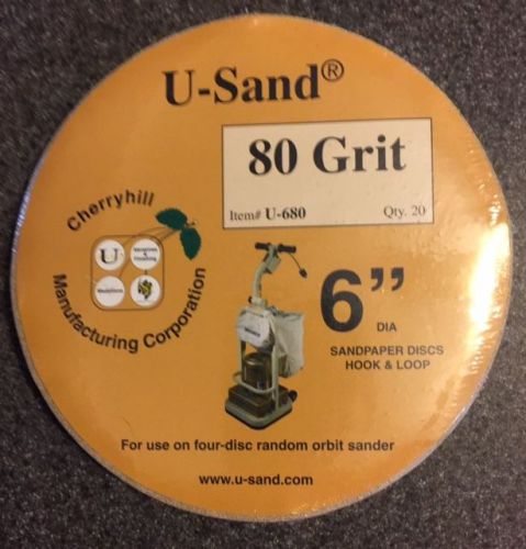 80 grit cherryhill u-sand floor sander hook &amp; loop discs - sandpaper - 20 pack for sale