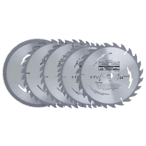 5 Piece Circular Saw Blade Assortment Teeth Sizes 24, 40, 180, And Two 32