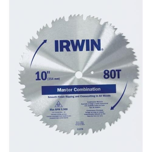 Irwin 11270 master 10-inch 80 tooth atb combination saw blade with 5/8-inch new for sale