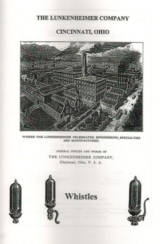 Lunkenheimer company brass steam whistles book manual catalogue oiler for sale