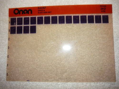 Onan 0.6 kf spec a elec genset parts manual microfiche for sale