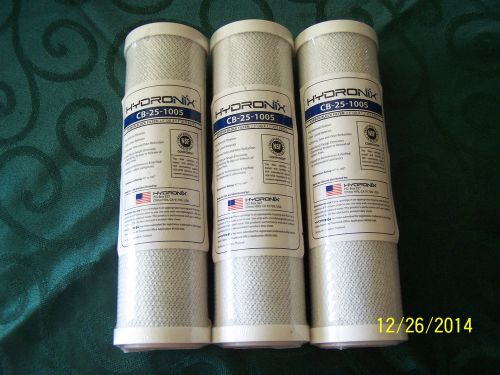 3  hydronix cb-25-1005 carbon block filters: 2.5&#034; od x 1.1&#034; x 9.875&#034;l usa made for sale