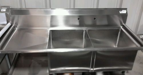 New Jonh Boos Stainless Steel Two Compartment Sink With 18&#034; Left Drainboard