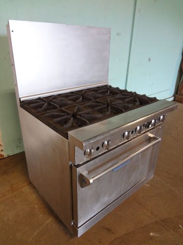 &#034;IMPERIAL&#034; COMMERCIAL HEAVY DUTY S.S. NATURAL GAS 6 BURNERS STOVE RANGE  w/OVEN