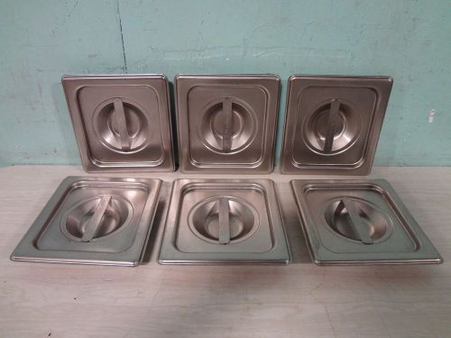Lot of 6 &#034; vollrath &#034; h.d. stainless steel commercial kitchen 1/6 pan covers for sale