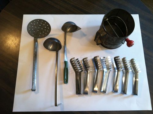 COMMERCIAL KITCHEN UTENSILS TONGS, LADLES, SIFTER MISC. LOT