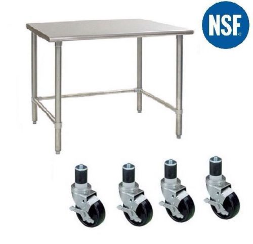 Work table stainless steel w/ removable crossbar &amp; 4 casters (wheels)  18&#034; x 36&#034; for sale