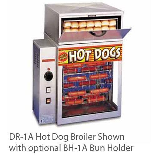 APW DR-1A Hot Dog Broiler, Rotisserie Type, 150 Franks per Hour, Glass Front, Mr