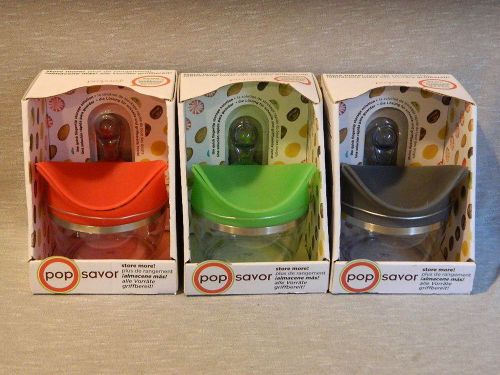 Lot of 3 Prepara Pop Savor Food Storage Containers; Red, Grey, and Green, New