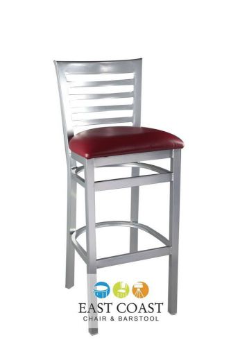 New gladiator silver full ladder back restaurant bar stool with wine vinyl seat for sale