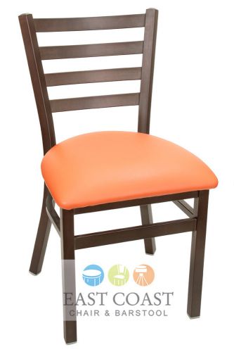 New Gladiator Rust Powder Coat Ladder Back Metal Chair with Orange Vinyl Seat