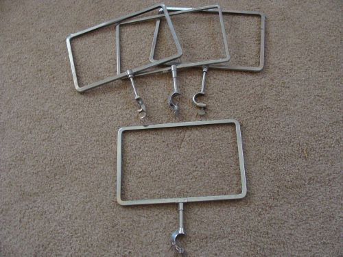 Lot of 4 vintage sign or price tag holders metal display chrome clamp-on rack for sale